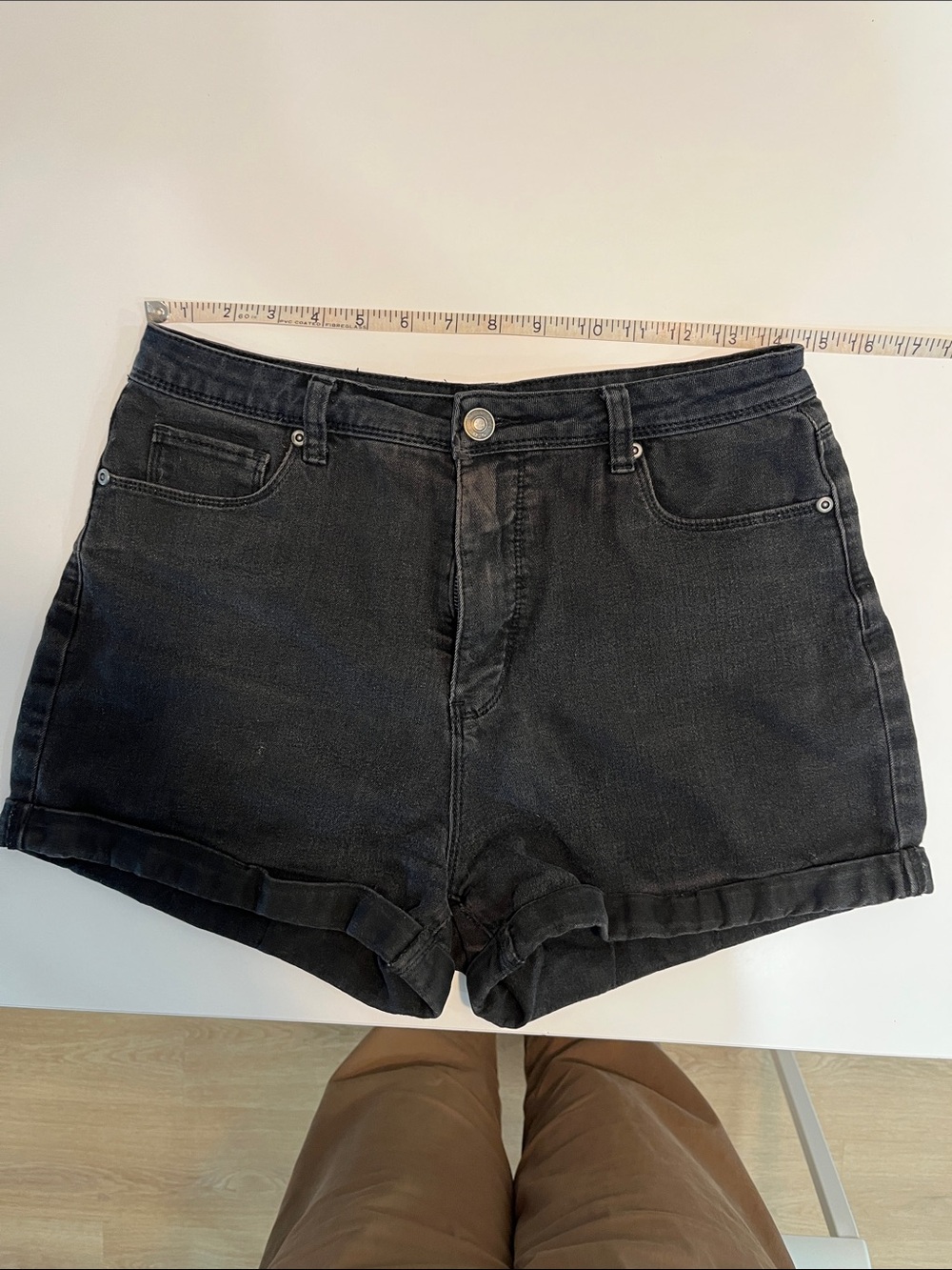 Women’s Black Denim High-Rise Shorts
